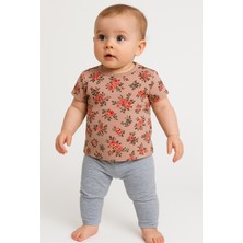 Kız Bebek Kız Çocuk 2 - 5 Yaş Çiçek Baskılı Taytlı Takım