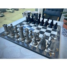 Premium Satranç Takımı Gri Tabla