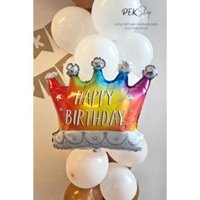 Rengarenk Happy Birthday Yazılı Taç Folyo Balon