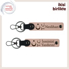 Şirket Çalışanlarına Anlamlı Armağan, Ay Yıldız Tc Desenli Kişisel Anahtarlık Set, Yavru Ağzı-Y Ağzı