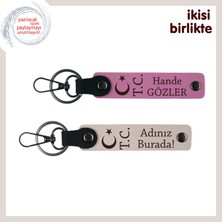 Eşine Aşk ve Vefa Içeren Sürpriz – Ay Yıldız Tc Desenli Kişisel Anahtarlık Hediyesi, Pembe-Pudra