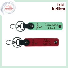 Öğretmenler Günü Için Anlamlı Hediye Ayyıldız ve Türkiye Temalı – Isimli Anahtarlık, Yeşil-Kırmızı