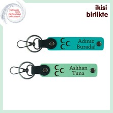 Subaya Kutlama Armağanı – Üç Hilal Temalı Isimli Anahtarlık 2'li, Koyu Turkuaz-Yeşil