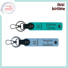 Anneler Gününde Farklı Bir Armağan, 61 Trabzon Yazılı Kişisel Deri Anahtarlık, K Turkuaz-Gök Mavi
