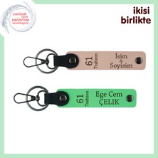 Dostluğun Anahtarı Olacak Hediye, 61 Trabzon Yazılı Deri Anahtarlık X2'li, Yavru Ağzı-Fıstık Yeşil