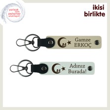 Gurur Dolu Armağan – Çocuk ve Ayyıldız Temalı Kişisel Anahtarlık Set X2, Sütlü Kahve-Beyaz