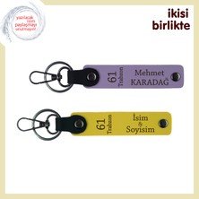 En Yakın Arkadaşına Özgün Trabzon Armağanı, Deri Anahtarlık 2’li Set, Mor Menekşe-Sarı