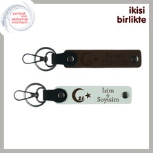 Miaju Yılbaşı Için Vatan Temalı Hediye – Çocuk ve Ayyıldız Isimli Anahtarlık Seti, Koyu Kahve-Beyaz