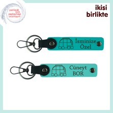 Miaju Kampçılık Sevdalısı Sevgiliye, Isme Özel Anahtarlık Takımı, Isim Yazılı, Koyu Turkuaz-Turkuaz