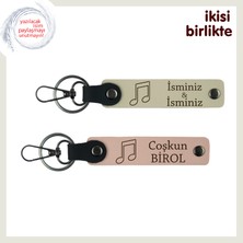 Miaju Isimli Nota Desenli Anahtarlık Set, Müzikle Büyüyen Ilişkilere Çok Özel Hediye, S Kahve-Yavru Ağzı