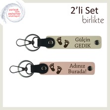 Miaju Doğum Günü Kutlamalarına Özel Seçkin Hediye, Kalp Desenli Deri Anahtarlık, Sütlü Kahve-Yavru Ağzı