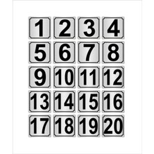 Metal Kapı,masa,dolap Numarası 5CMX5CM 20 Adet (1…20) Gümüş Renk Metal