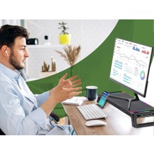 •	ışıklı Katlanabilir Yükseklik Ayarlı Monitör Standı Klavye Mouse Depolama 4 USB Hub Rgb