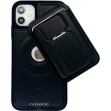 iPhone 11 Uyumlu Standlı Kartlıklı Magsafe Wireless Şarj Özellikli Deri Cüzdan Kılıf