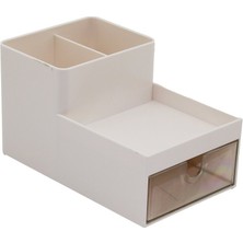Store Tek Çekmeceli + 3 Bölmeli  Plastik Makyaj - Takı Organizer 16X9.5CM - Y: 5--9.5cm