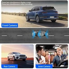Geniş Açı 1080P Full Hd 3 Kameralı Wifi Hafıza Kartına Kayıtlı Araç Kamerası