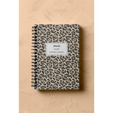 Notisyon Leopar Desenli Çizgisiz Not Defteri A5 Spiralli Haki Renkli 120 Sayfa Okul Kullanımı İçin