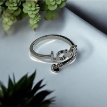 Novada 925 Ayar Gümüş Love Kalp Detaylı Ayarlanabilir Yüzük
