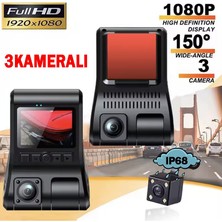 LINAS1080P Full Hd 3 Kameralı Hafıza Kartına Kayıtlı Hareket Algılamalı Araç Kamerası