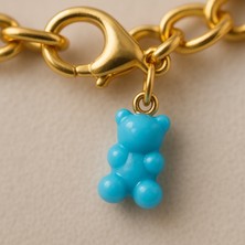Turkuaz Jelibon Ayıcık Charm – Haribo Figürlü El Yapımı Reçine Kolye/bileklik Ucu