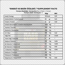 Mass Gainer 4000GR 50 Servis Yüksek Protein Değerli, Kreatin ve Amino Asit Takviyeli