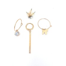 Rose Renk Karışık Çoklu Küpe