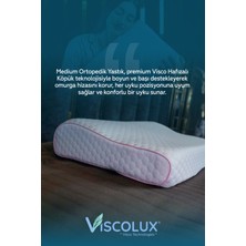 Medium Boy Ortopedik Yastık - Boyun Destekli Visco Yastık 56X36X11/7 Pembe
