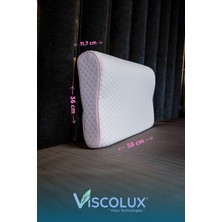 Medium Boy Ortopedik Yastık - Boyun Destekli Visco Yastık 56X36X11/7 Pembe