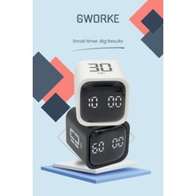 GWORKE GT-1 İkili Set | Pomodoro Zamanlayıcı Küp | Flip Timer | Öğrenci Ders Çalışma Saati - Siyah & Beyaz