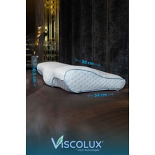 Servikal Boyun Destekli Ortopedik Yastık - Boyun Düzleşmesi Visco Yastık 56X34X10,5 Mavi