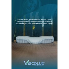 Servikal Boyun Destekli Ortopedik Yastık - Boyun Düzleşmesi Visco Yastık 56X34X10,5 Mavi