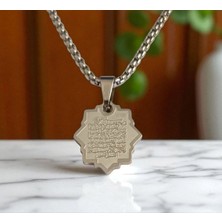 Ayetel Kürsi Dualı Çelik Kolye Ucu