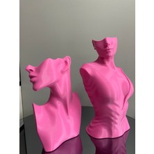 Pembe Renk Dekoratif Takı Mankeni 2'li Set Takı Teşhir Standı 30 ve 23 cm Takı Organizer Küpe Kolye