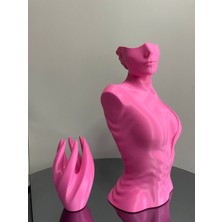 Pembe Renk Dekoratif Takı Mankeni ve El 2'li Set Takı Teşhir Standı 30 cm Takı Organizeri Küpe Kolye