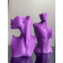  Mor Renk Dekoratif Takı Mankeni 2'li Set Takı Teşhir Standı 30 ve 23 cm Takı Organizer Küpe Kolye