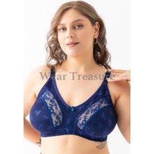 Wear Treasure Kadın Büyük Beden Dantel Detaylı 3 Kopçalı Toparlayıcı Penye Desteksiz Telsiz Kapsız Anne Sütyeni