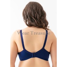 Wear Treasure Kadın Büyük Beden Dantel Detaylı 3 Kopçalı Toparlayıcı Penye Desteksiz Telsiz Kapsız Anne Sütyeni