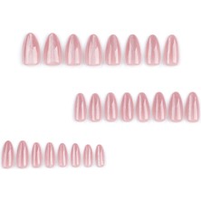 Tips Art Pembe Kedi Gözü Badem 24’lü Takma Tırnak Seti ve Zararsız Yapıştırıcı