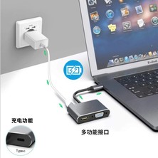 Type-C Hub Dönüştürücü Kablo HDMI VGA USB 3.0 Type-C 87W Çoklayıcı