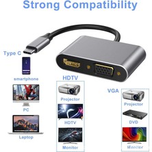 Type-C Hub Dönüştürücü Kablo HDMI VGA USB 3.0 Type-C 87W Çoklayıcı