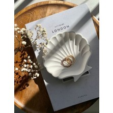 SZN HOMES Istridye Takı Tabağı 3 Lü Set Süslük Dekoratif Parlak Beyaz