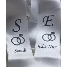 Kişiye Özel Takı Kurdelesi 6 cm Eninde 2 Metre 2 Adet Siyah Beyaz