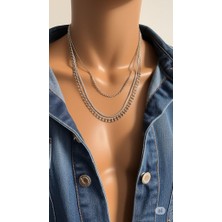 Gümüş Renkli Katmanlı Unisex Kolye Tasarımı