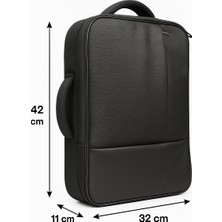 Canaris Deri Laptop Sırt Çantası 15.6" USB Aparatlı Su Geçirmez Elde Taşınabilir Ayarlanabilir Omuz Askılı