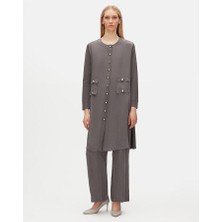 T25Y-9022 Mıssdalıda Çift Cep Kapaklı Triko Cupro Hırka