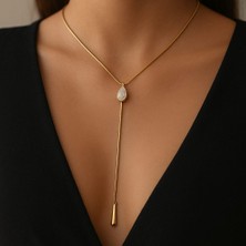 Damla Taşlı Minimal Kadın Kolye | Şık Zarif Modern Takı Modeli