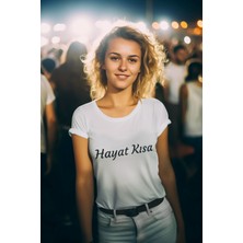 Cappıe Hayat Kısa Baskılı Regular Kalıp Beyaz Sıfır Yaka Supreme Penye T-Shirt