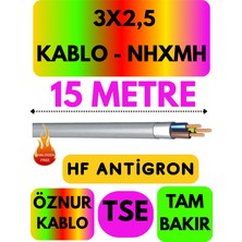 Öznur 3x2,5 nhxmh (Alev Iletmez) Kablo Metre Seçenekli (Gri)