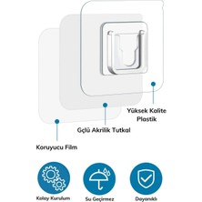 Eşya Sabitleme Askısı 10 Çift Şeffaf Çift Taraflı Yapışkanlı Geçmeli Klips (5047)