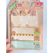Capybara Kapibara Figür Postit Yapışkanlı Not Kağıt Etiket Seti